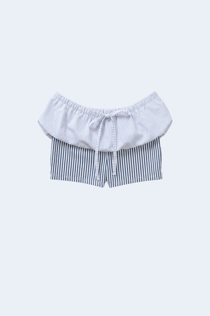 Blue Striped Tul Shorts