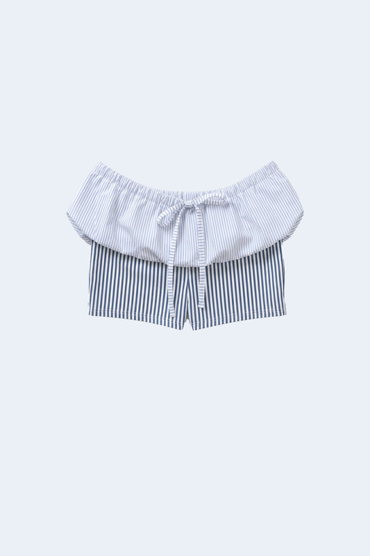 Blue Striped Tul Shorts