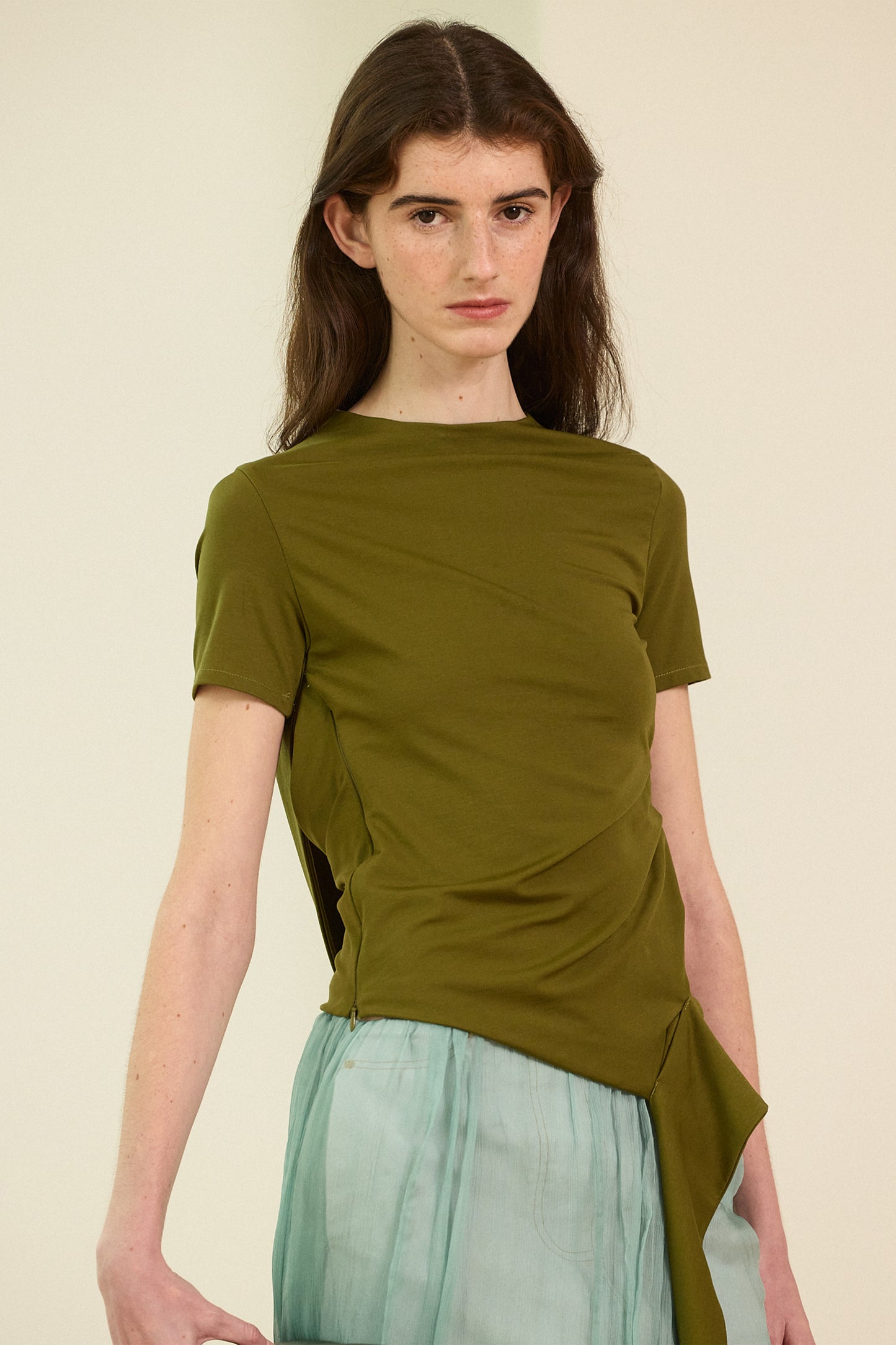 Cherry knit asymmetrical blouse
