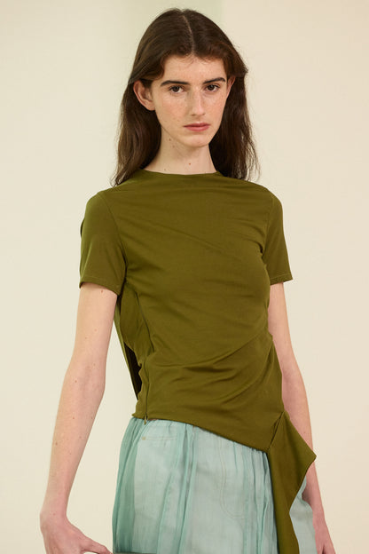Cherry knit asymmetrical blouse