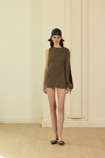 Taupe silk gauze minidress