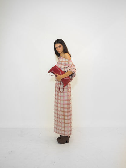 Plaid Satin Volume Long Dress / Preorder (Copia)