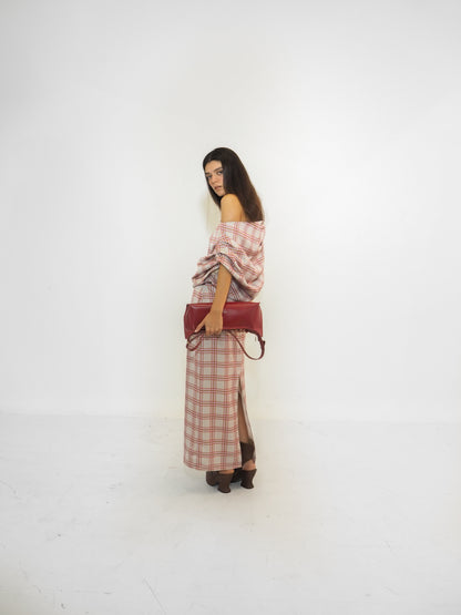 Plaid Satin Volume Long Dress / Preorder (Copia)