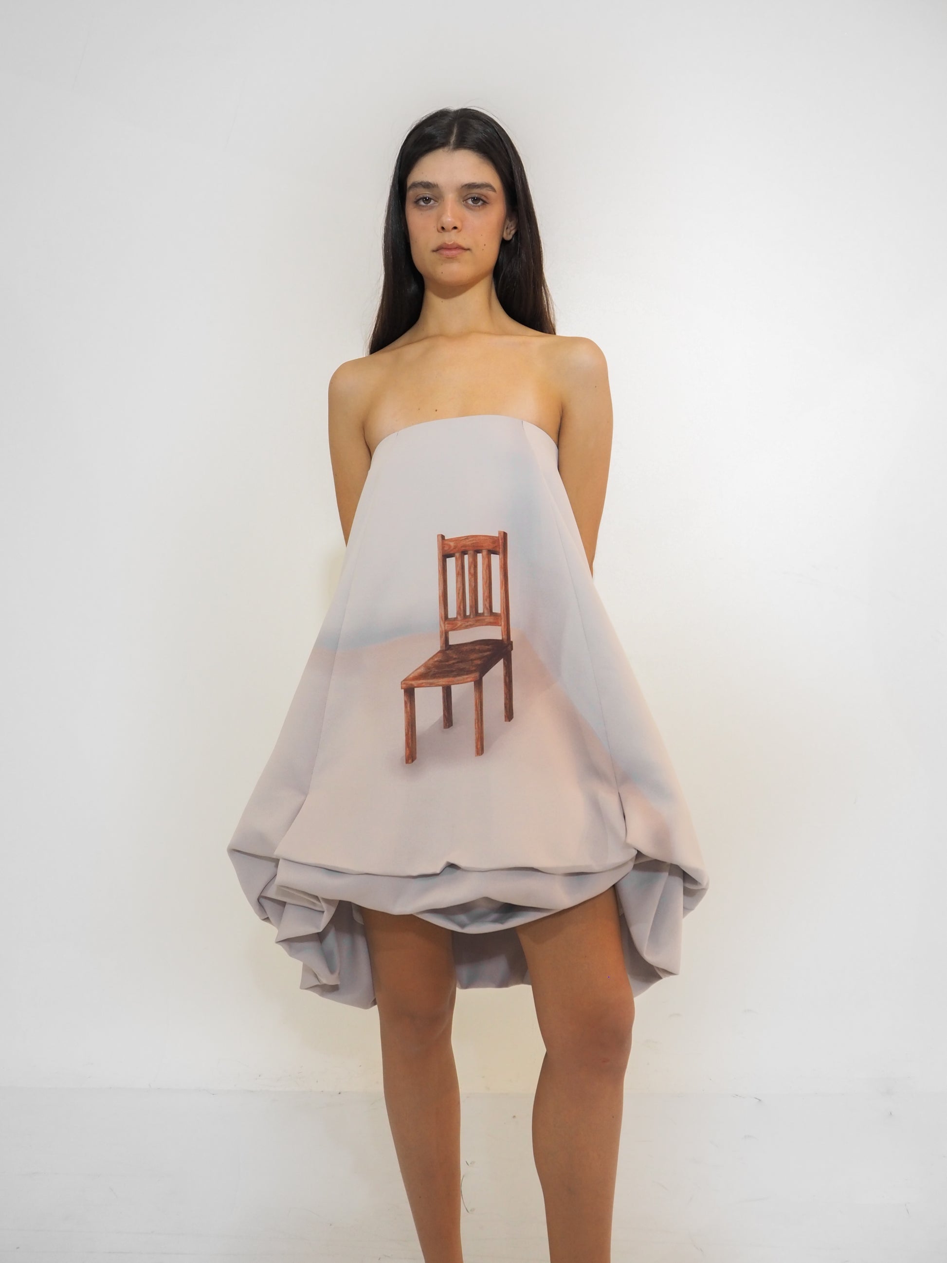Grey Volume Chair Dress - PREORDER