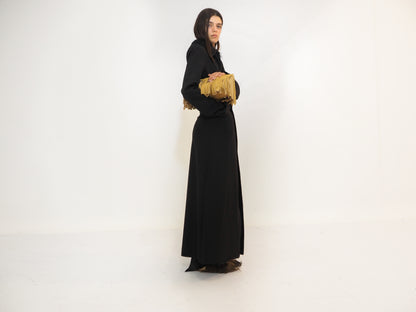 Black Crepe Straight Coat