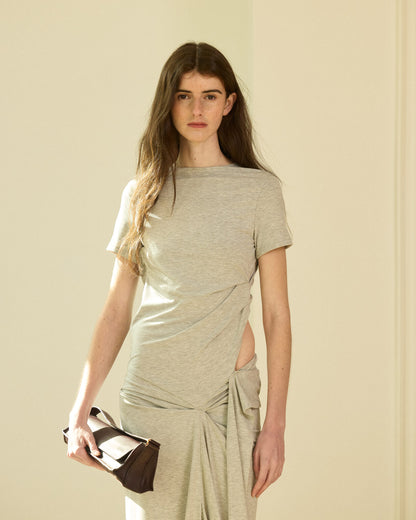 Grey asymmetrical knit long dress