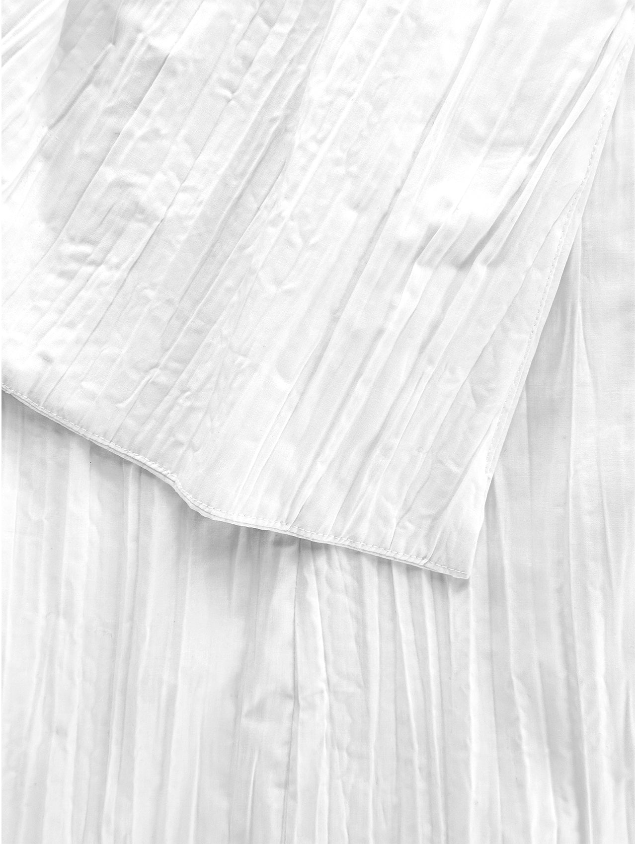 White Asymmetrical Pleated Blouse