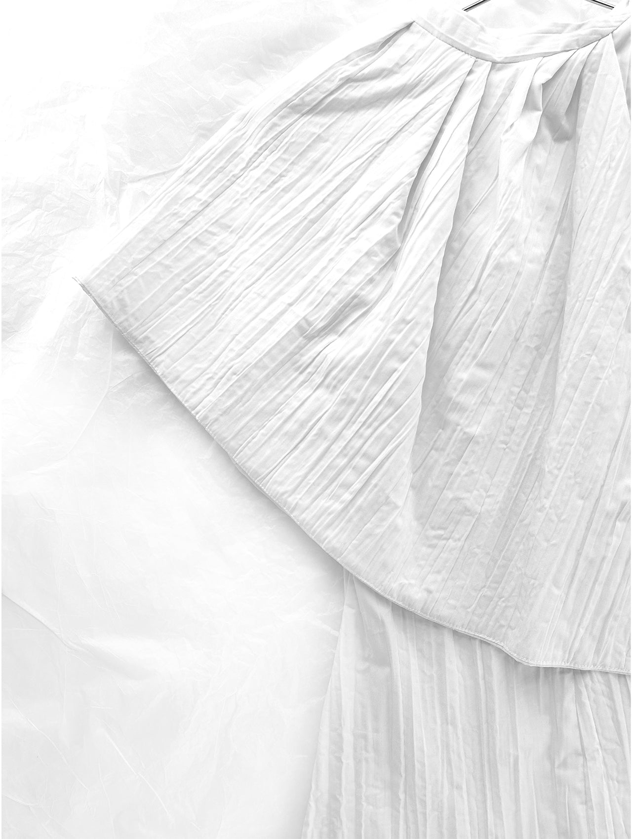 White Asymmetrical Pleated Blouse