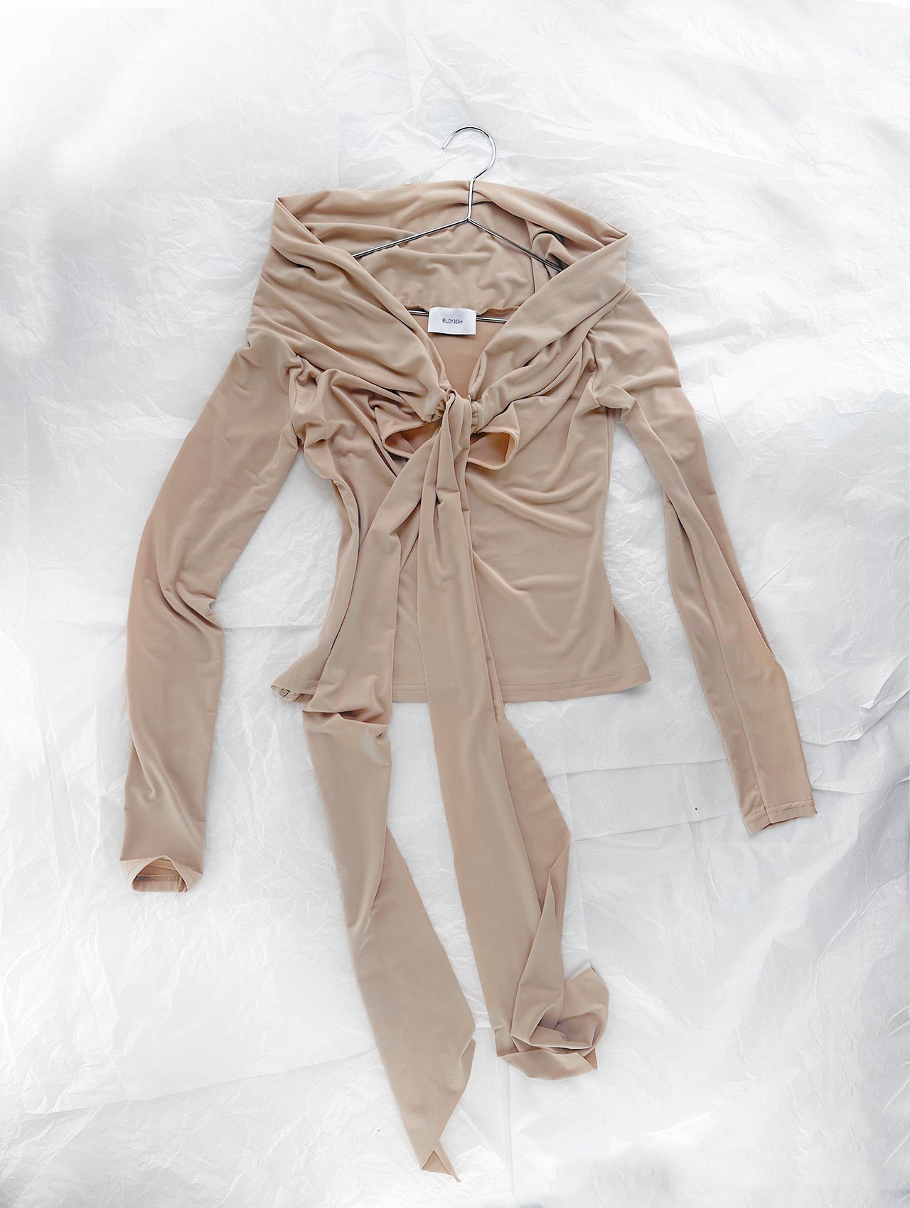 Beige Sweater with Bow Detail