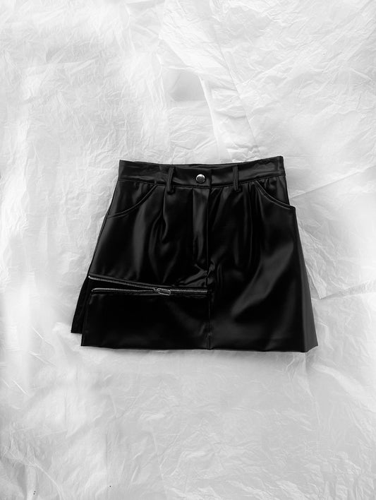 Black Ecoleather Miniskirt