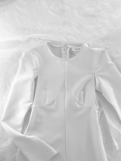White Mini Dress with Long Sleeves