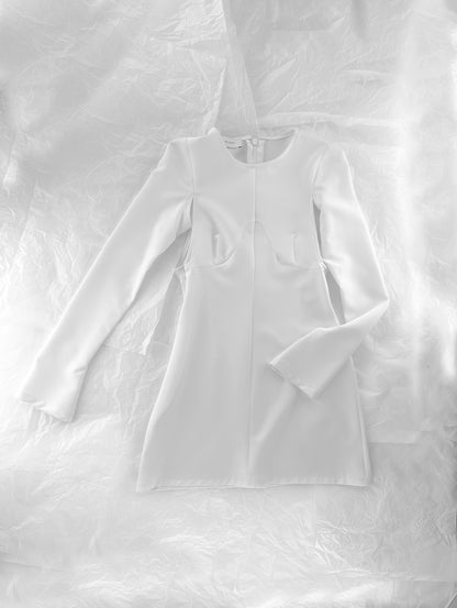 White Mini Dress with Long Sleeves