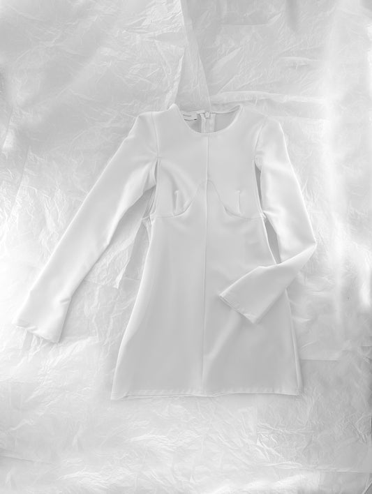 White Mini Dress with Long Sleeves