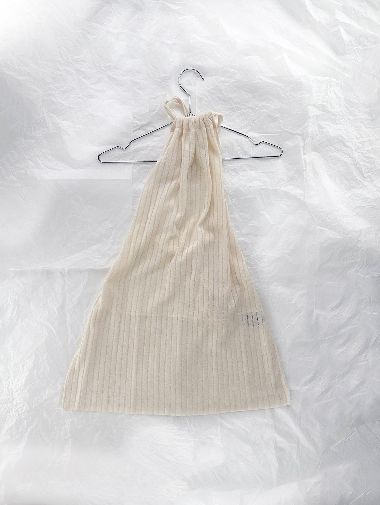 White Halter Knit Top