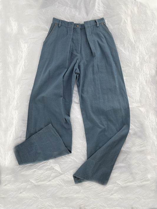 Soft Blue Denim Long Pants