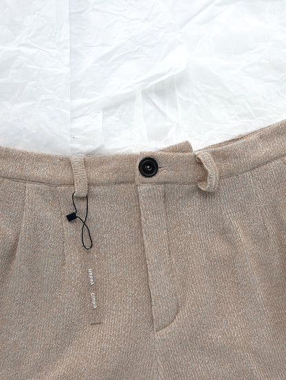Soft Beige Knit Bermuda Pants
