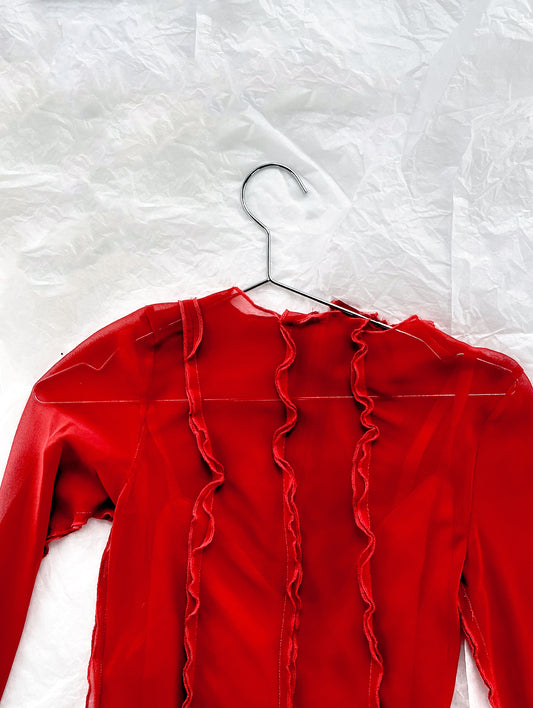 Soft Red Gauze Blouse