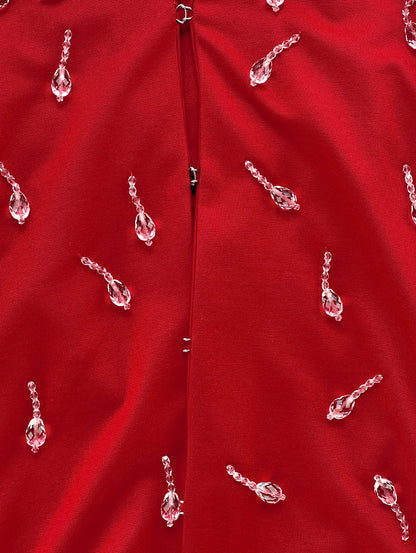 Red Knit Embroidered Jacket