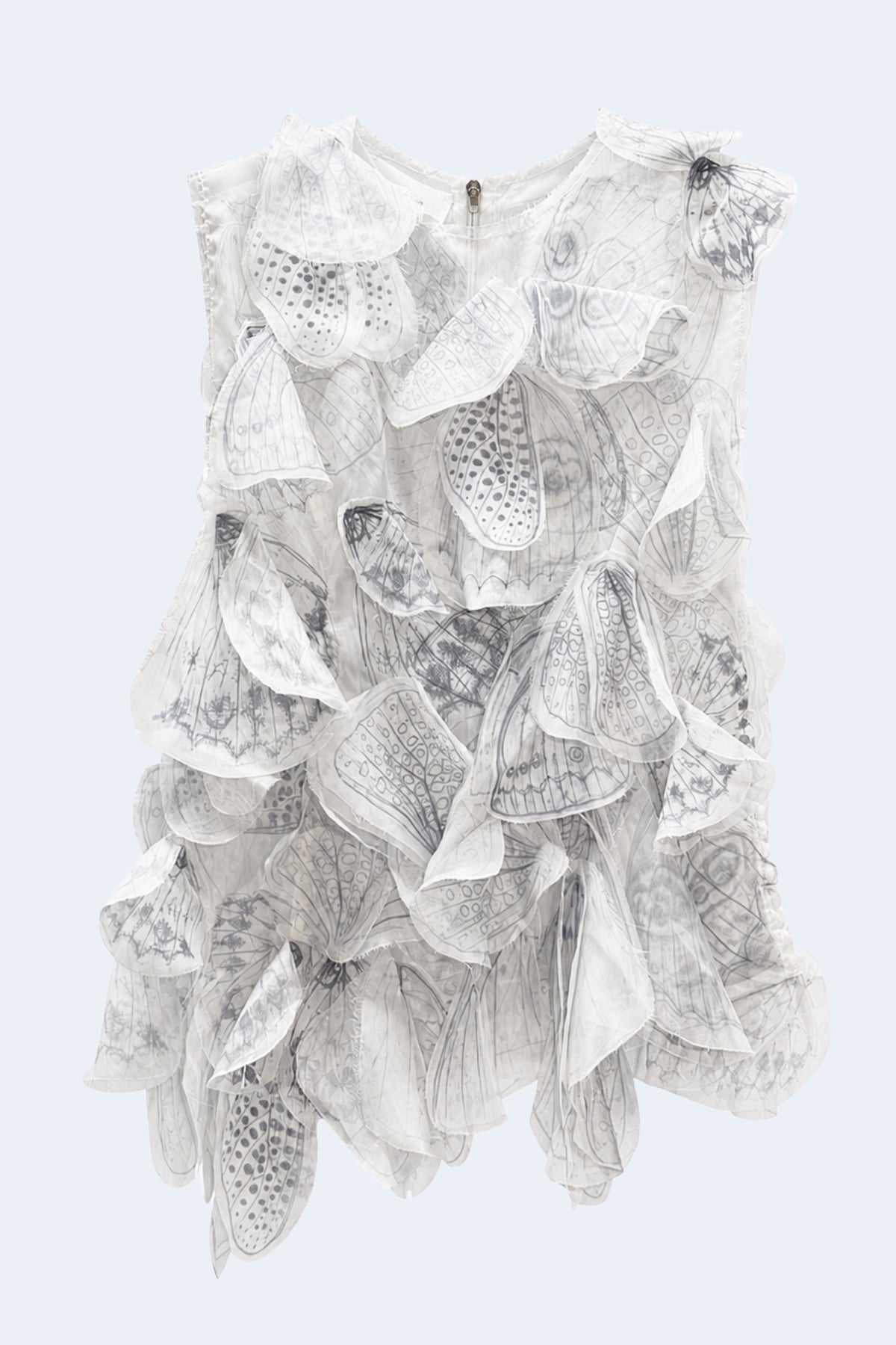 White top with organza butterflies