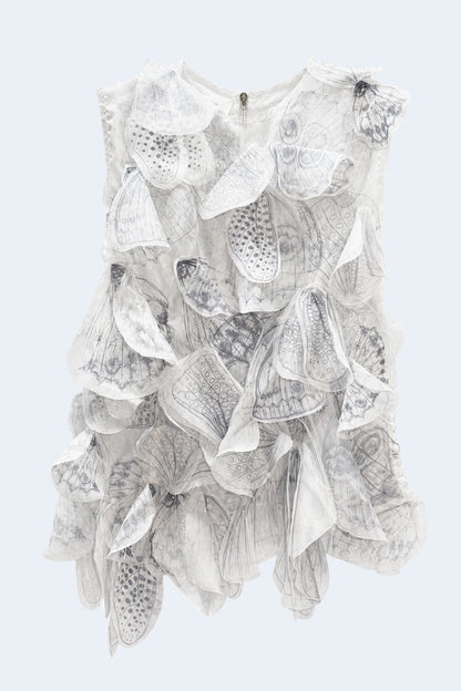 White top with organza butterflies