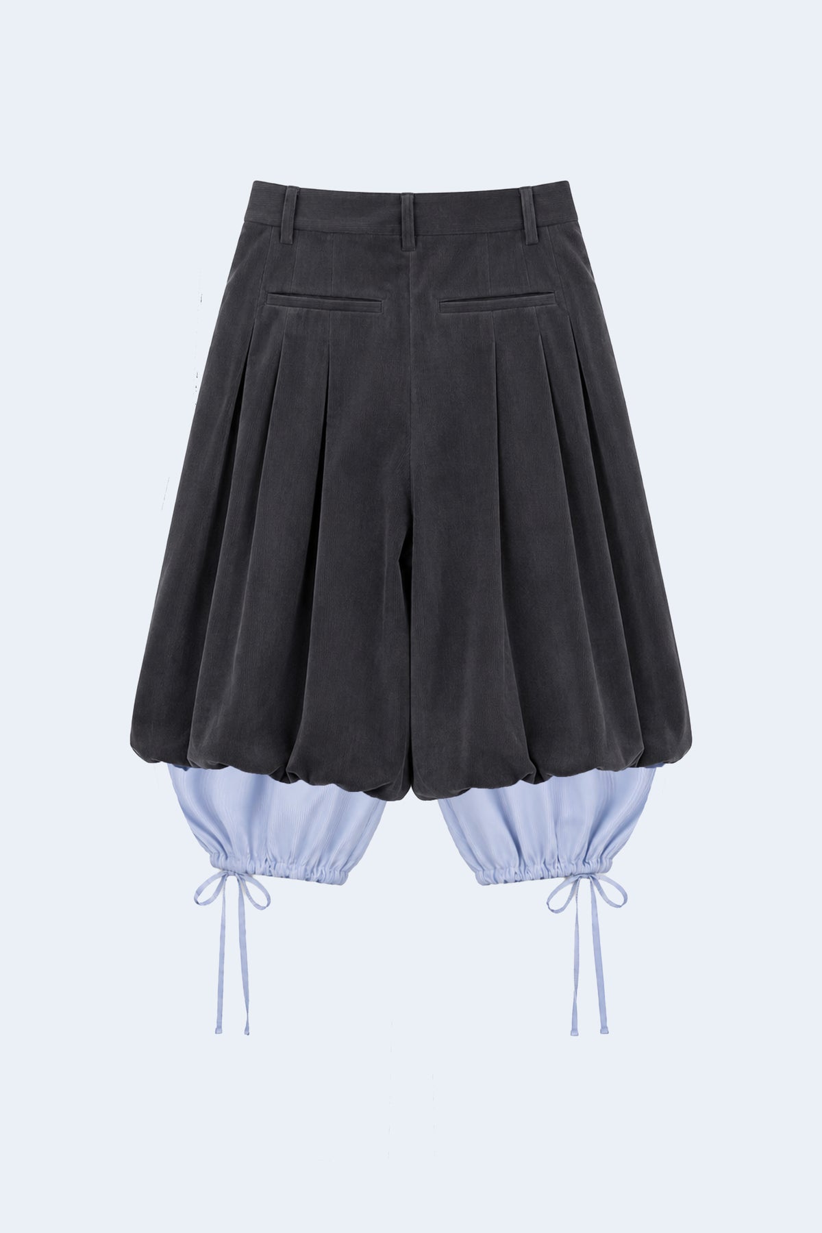 Grey wide-leg corduroy shorts