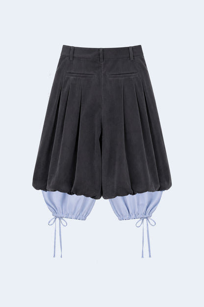 Grey wide-leg corduroy shorts