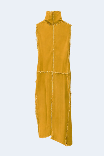 Mustard midi dress with knots