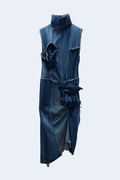 Denim midi dress with knots