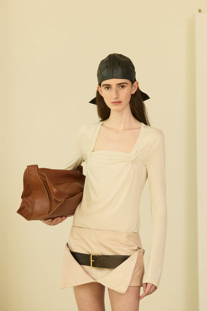 Beige soft knit blouse