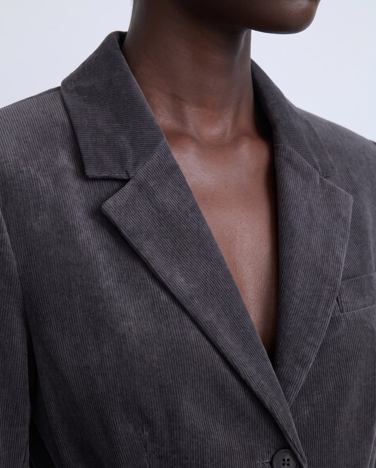 Grey corduroy long fitted coat