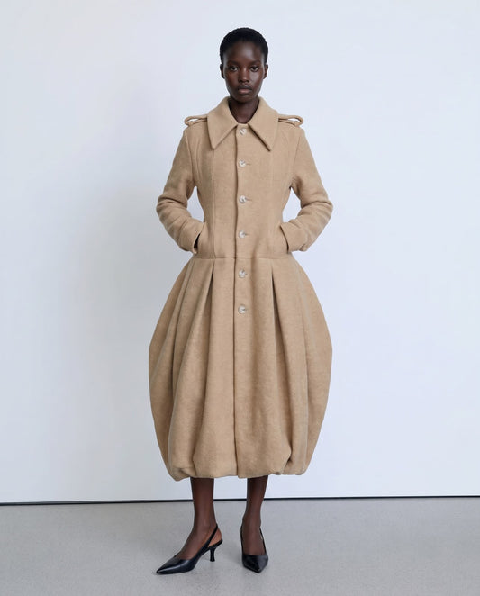 Beige Long Volume Coat