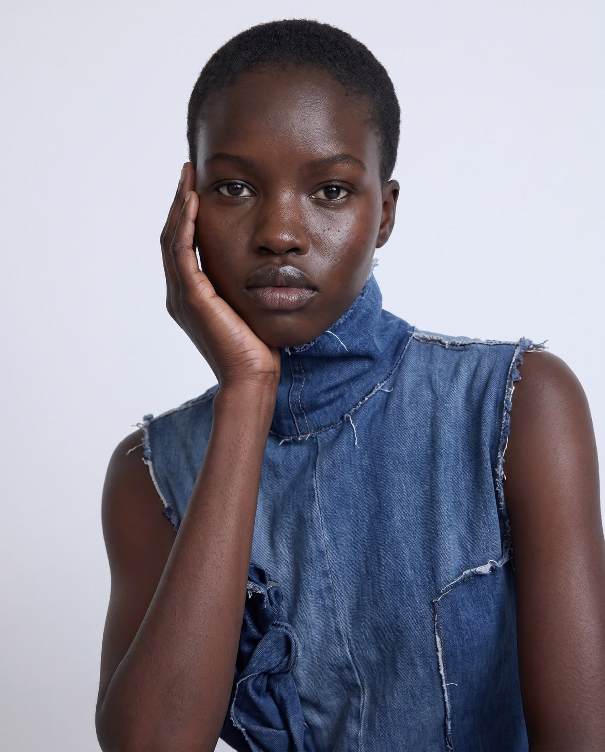 Denim midi dress with knots