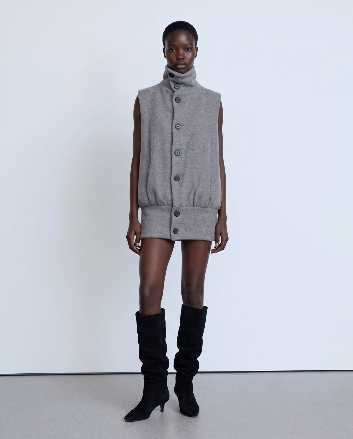 Grey woollen volume waistcoat