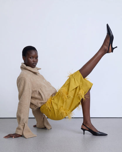 Beige oversized wool jacket