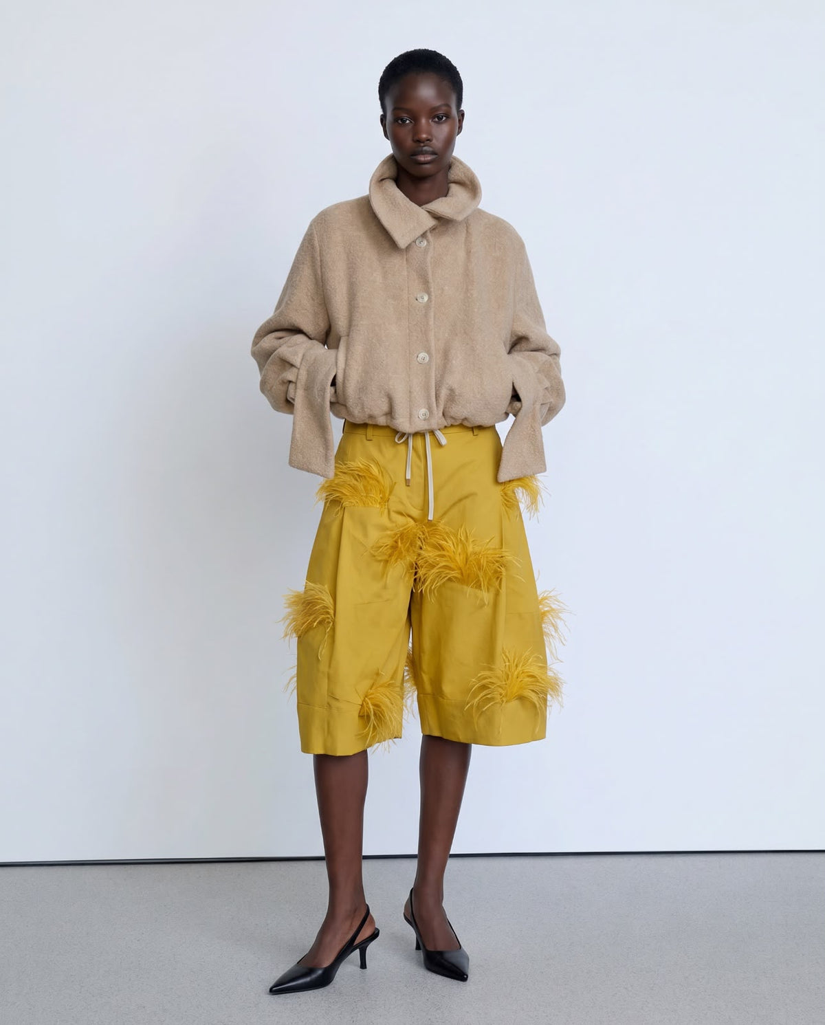 Beige oversized wool jacket