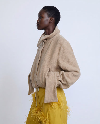 Beige oversized wool jacket