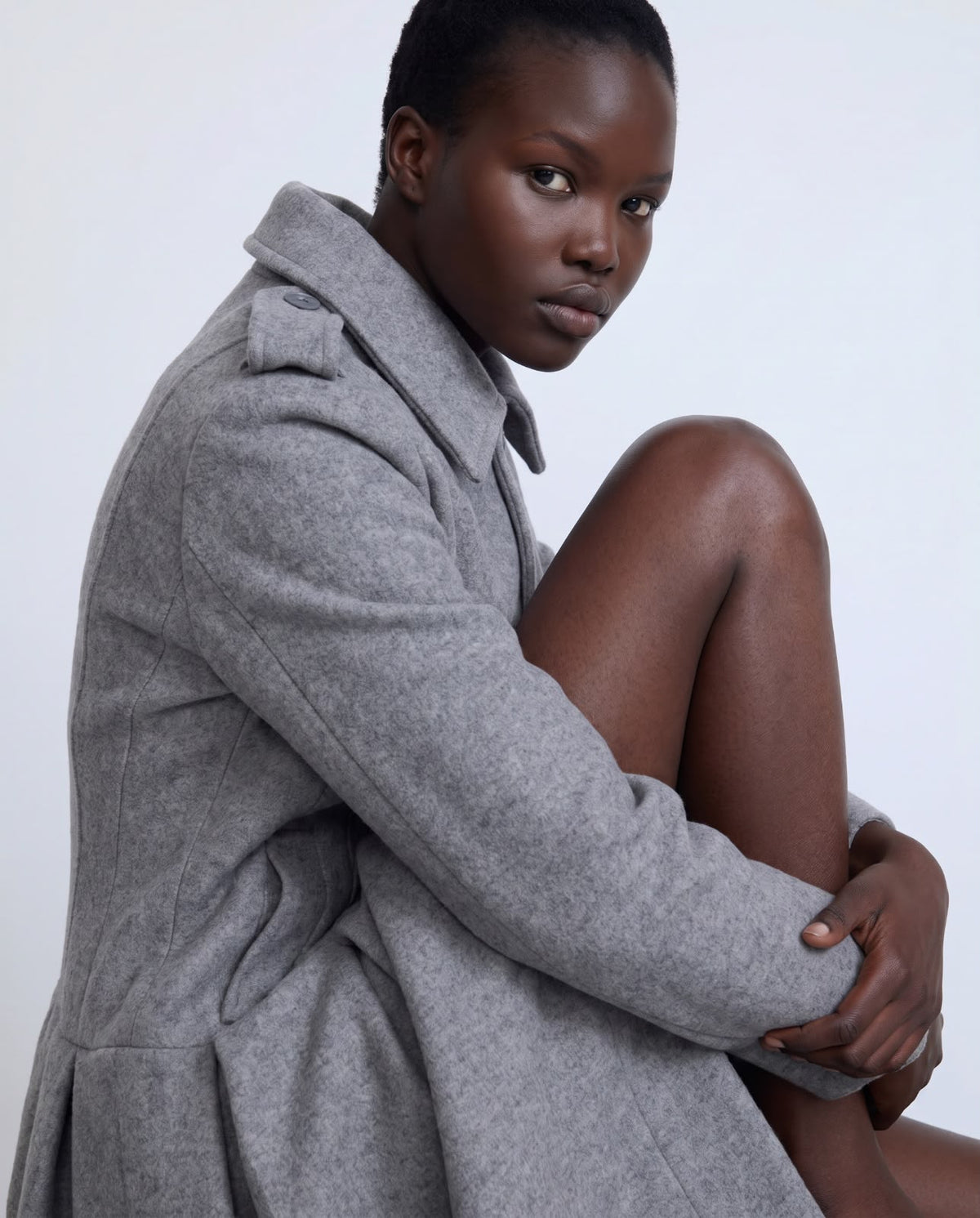 Grey Long Volume Coat