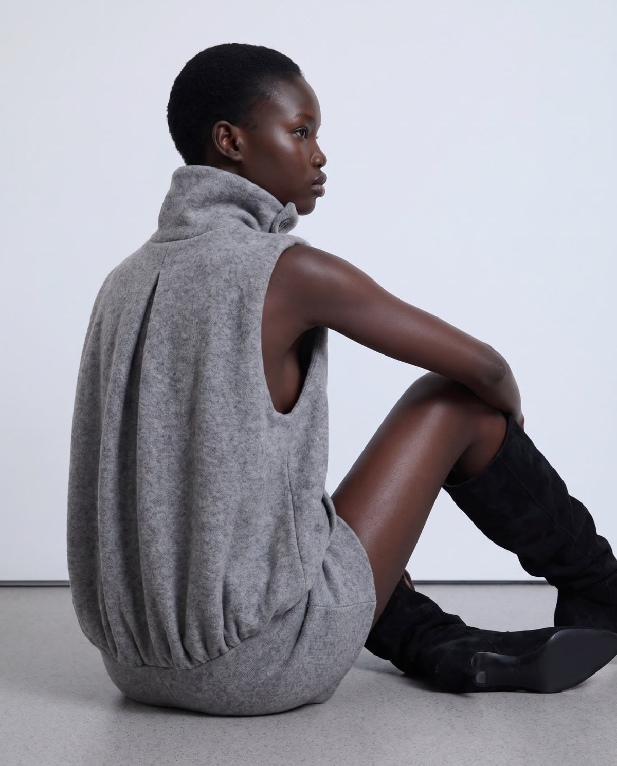 Grey woollen volume waistcoat