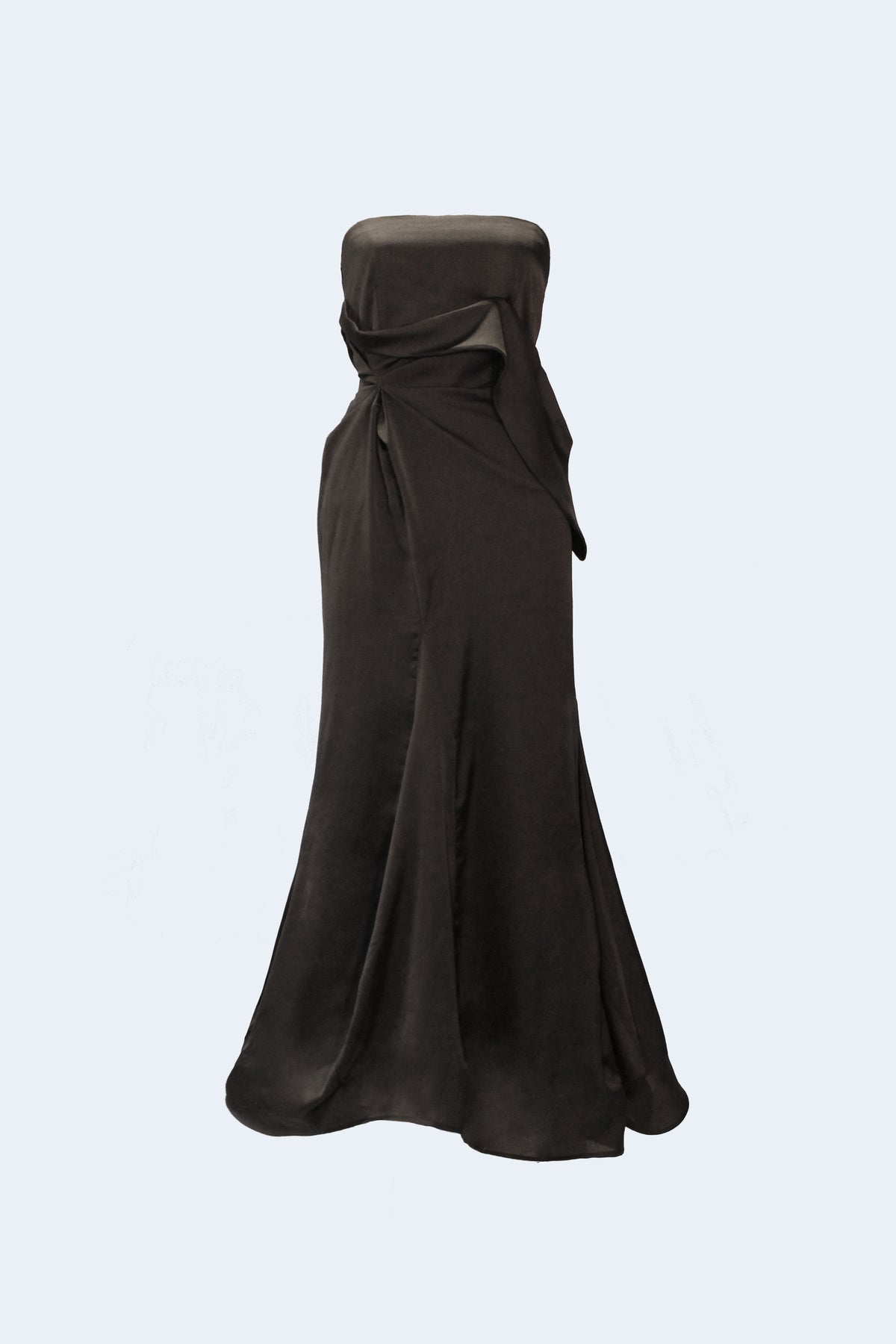 Black Satin Midi Dress
