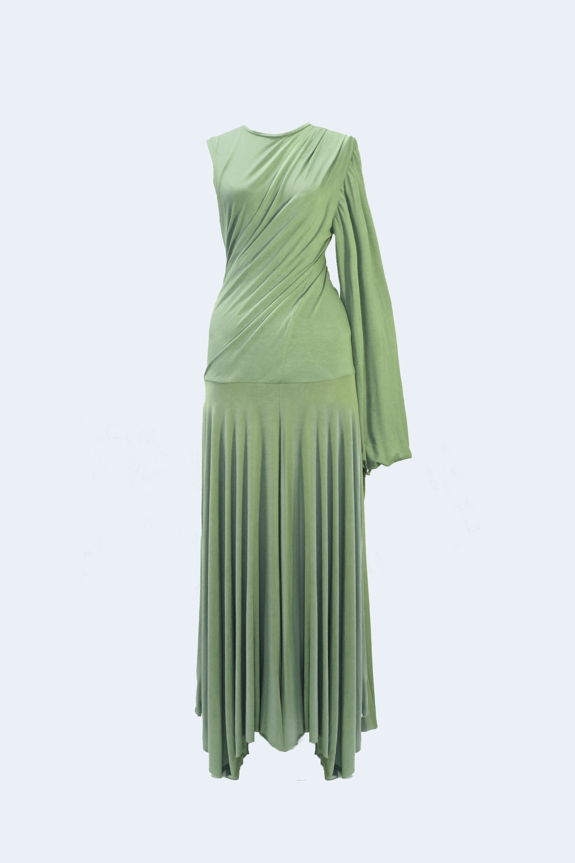 Green Asymmetrical Knit Long Dress | Habey Club Green Asymmetrical Knit Long Dress | Habey Club