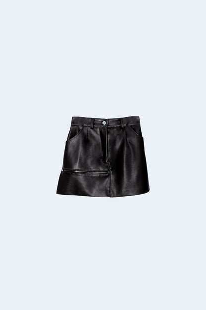 Black Ecoleather Miniskirt