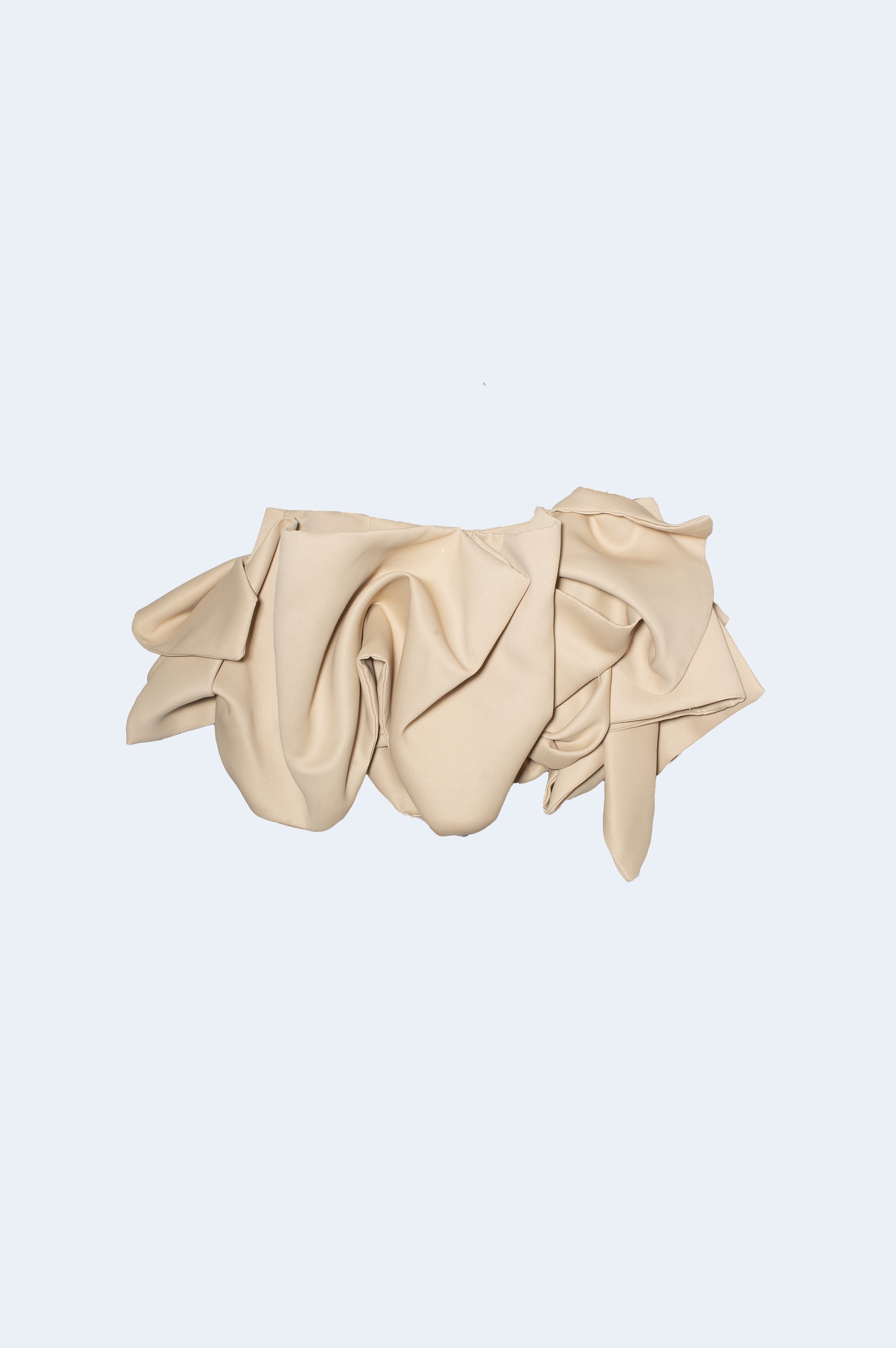 Beige Semi-Satin Volume Miniskirt