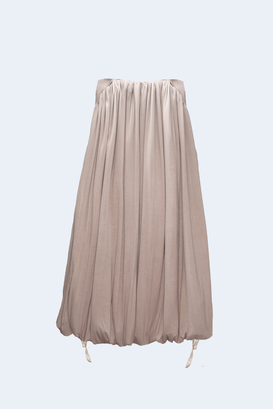 Beige Knit Volume Long Skirt