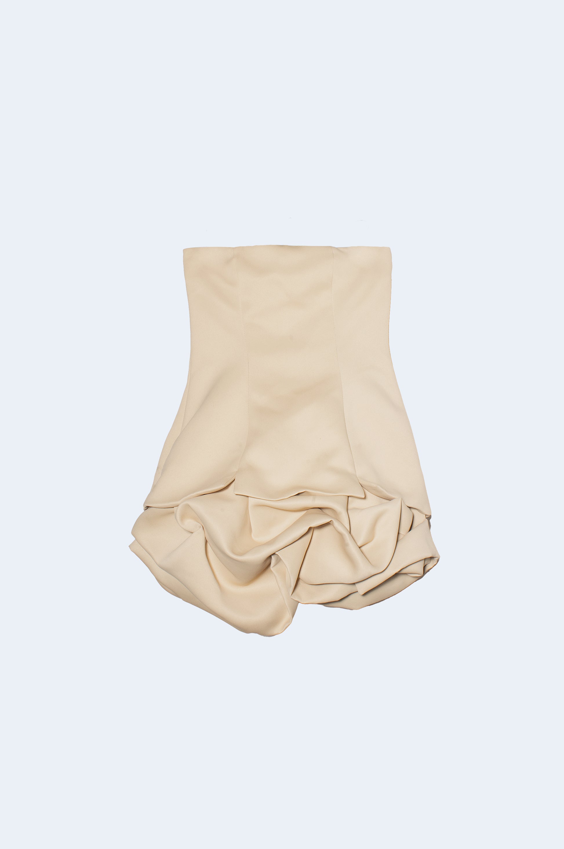 Minivestido Beige Semisatinado Volumen | Habey Club Minivestido Beige Semisatinado Volumen | Habey Club