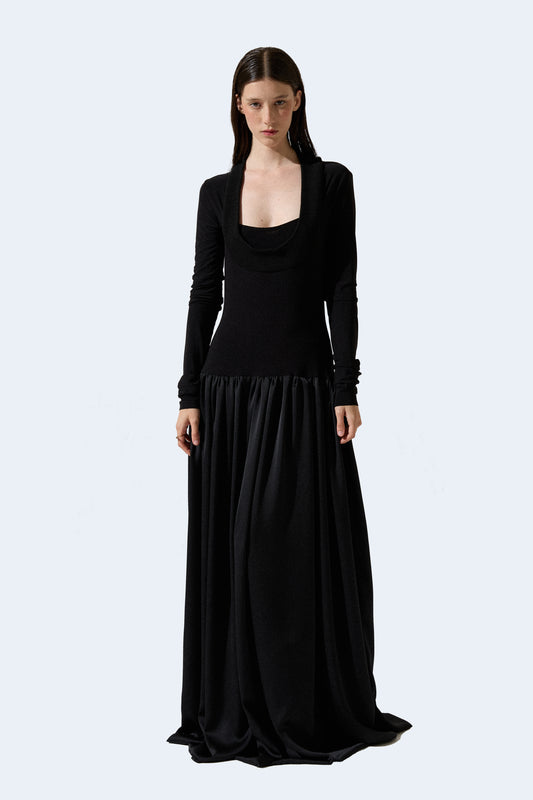 Black Satin Long Dress