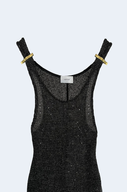 Vestido punto negro lentejuelas