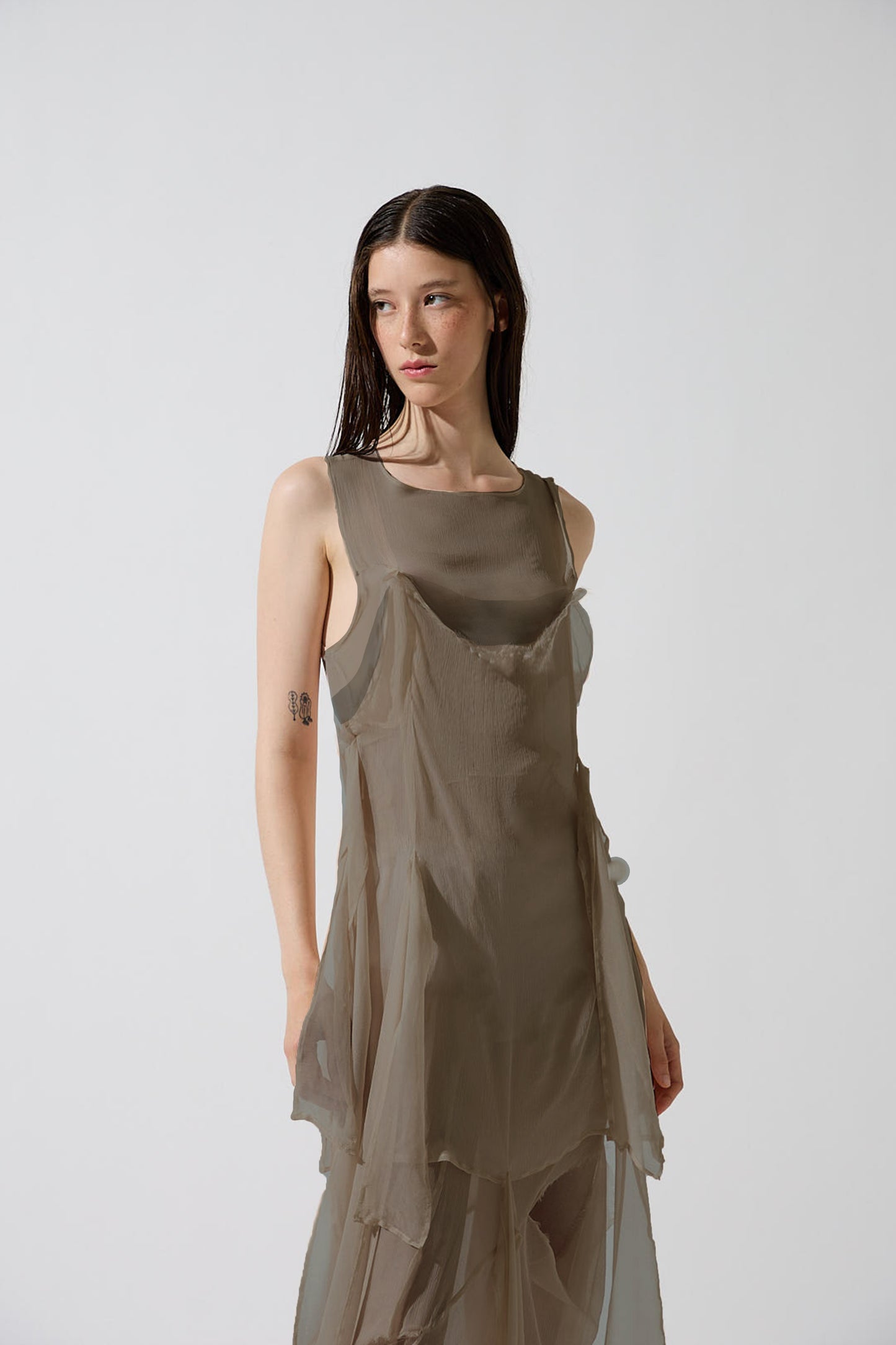 Stone Silk Long Dress