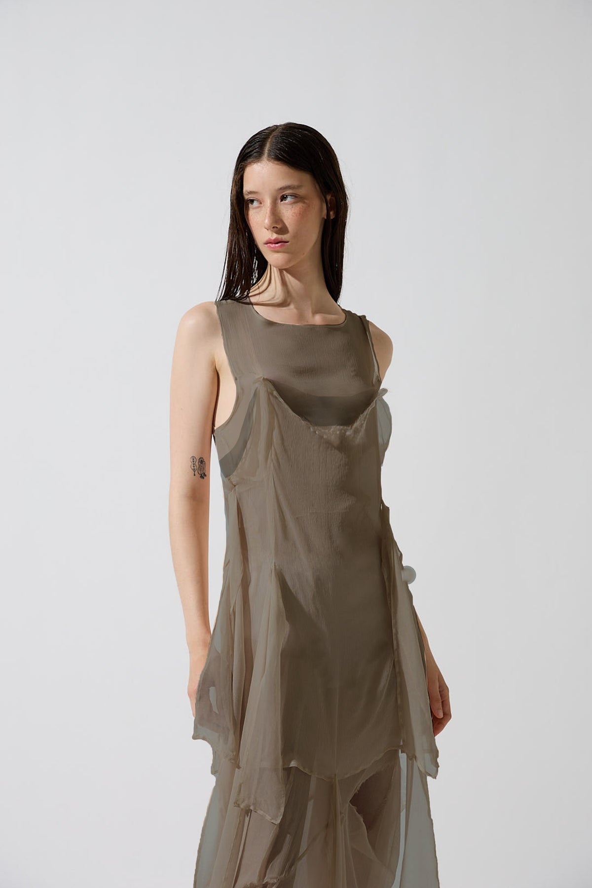 Stone Silk Long Dress