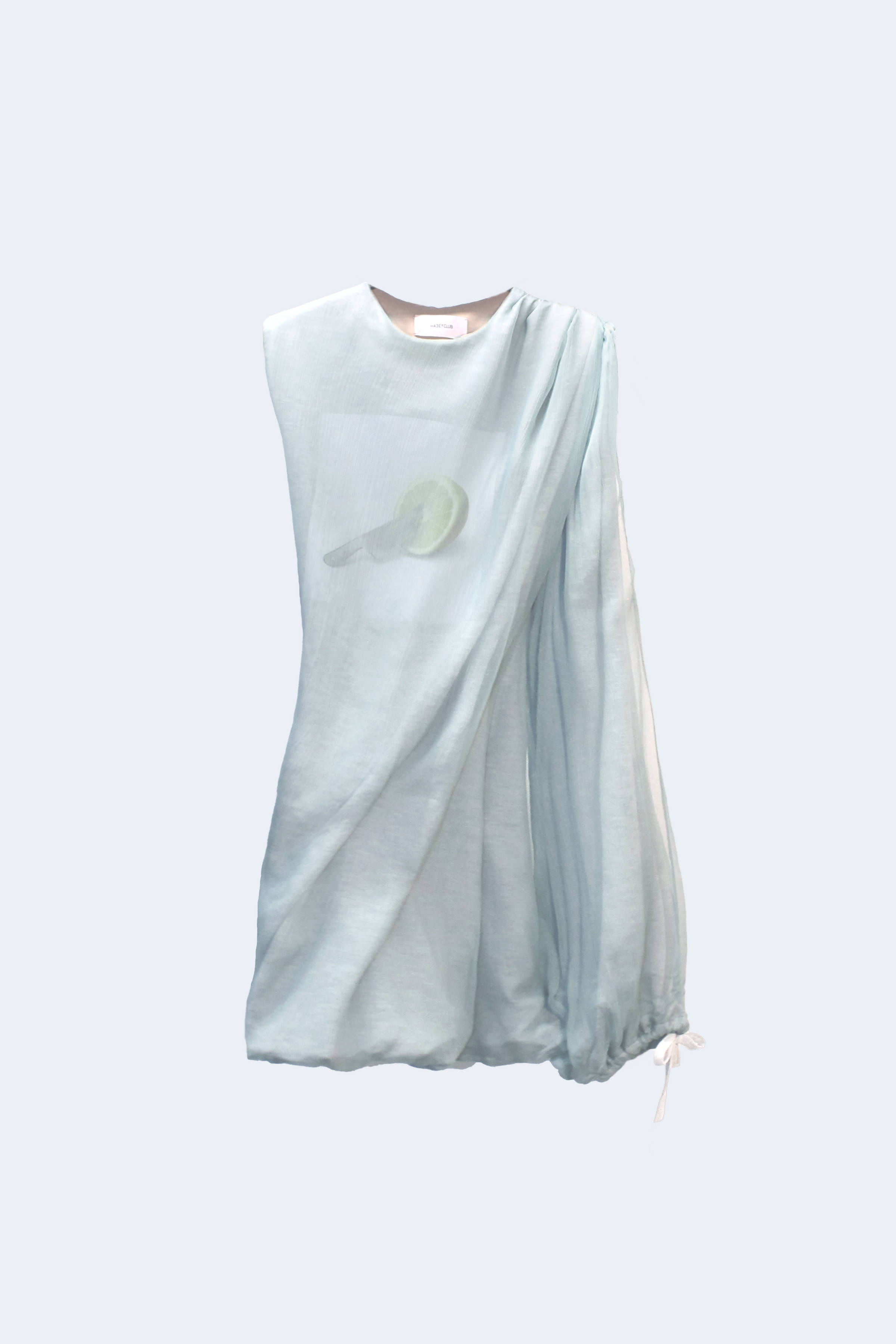 Lemon print soft gauze mini dress